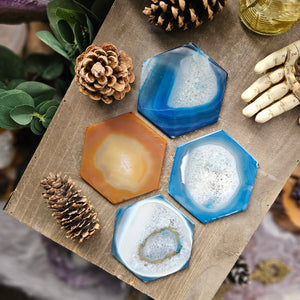 Agate Hexagon Crystal Druzy Coasters