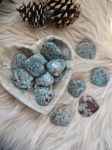 Amazonite + Smokey Quartz Gemstone Puffy Hearts