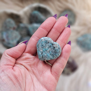 Amazonite + Smokey Quartz Gemstone Puffy Hearts