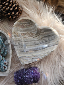 Grey Onyx Crystal Gemstone Heart Shaped Dish