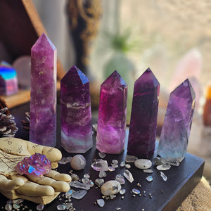 AAA Magenta Fluorite Crystal Towers