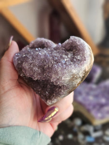 Natural Raw Amethyst Crystal Hearts