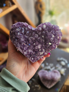 Natural Raw Amethyst Crystal Hearts