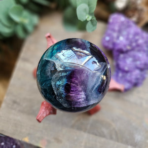 AAA Rainbow Fluorite Crystal Sphere