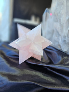 Massive Stellated Rose Quartz Crystal Asteroid Merkabah Star