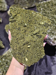 Raw Epidote Forest Fairy Quartz Slab Statement Crystal