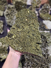 Load image into Gallery viewer, Raw Epidote Forest Fairy Quartz Slab Statement Crystal
