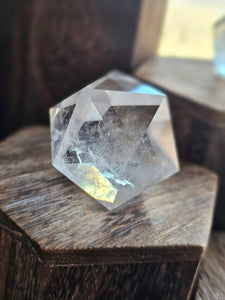 Clear Quartz Icosohedron Platonic Solid Crystal Cube