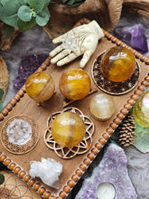 Load image into Gallery viewer, Natural Rare Yellow Fluorite Crystal Spheres
