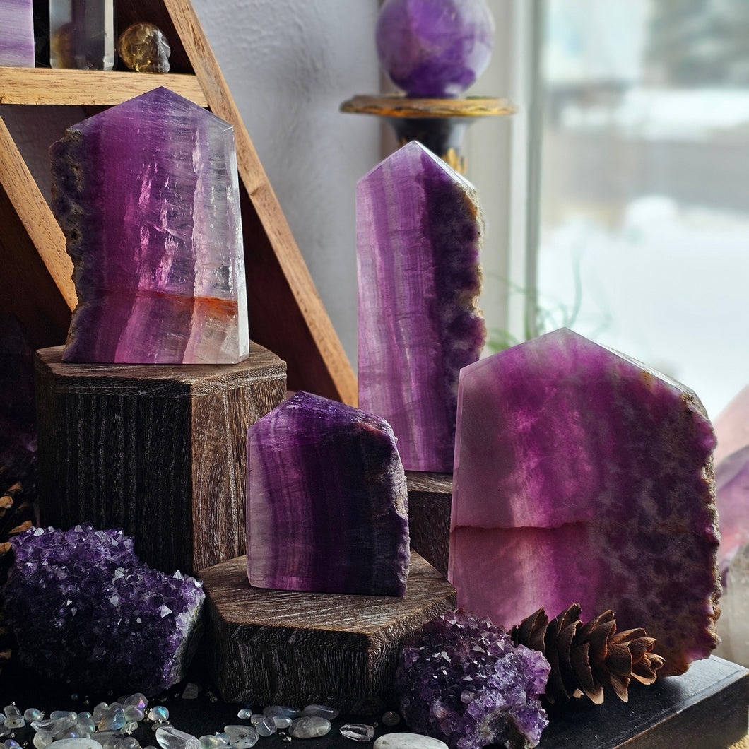 Natural Lavender Fluorite Crystal Towers