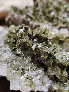 Raw Epidote Forest Fairy Quartz Crystal Clusters