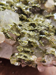 Raw Epidote Forest Fairy Quartz Cluster Statement Crystal