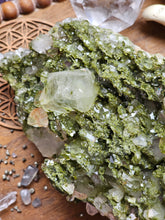 Load image into Gallery viewer, Raw Epidote Forest Fairy Quartz Cluster Statement Crystal
