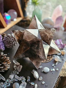 XL Smokey Quartz Asteroid Stellated Merkabah Crystal Star