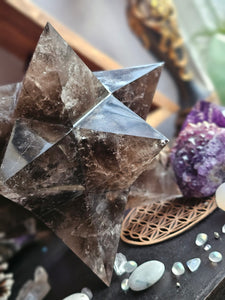 XL Smokey Quartz Asteroid Stellated Merkabah Crystal Star