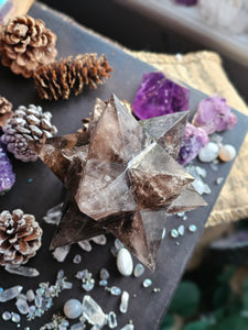 XL Smokey Quartz Asteroid Stellated Merkabah Crystal Star