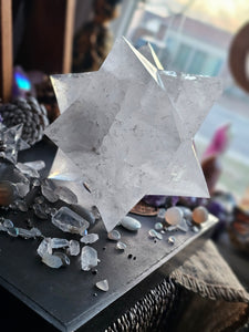 XL Clear Quartz Asteroid Stellated Merkabah Crystal Star