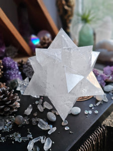 XL Clear Quartz Asteroid Stellated Merkabah Crystal Star