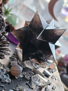 XL Smokey Quartz Asteroid Stellated Merkabah Crystal Star