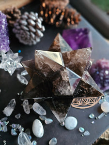 XL Smokey Quartz Asteroid Stellated Merkabah Crystal Star