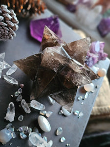 Smokey Quartz Asteroid Stellated Merkabah Crystal Star