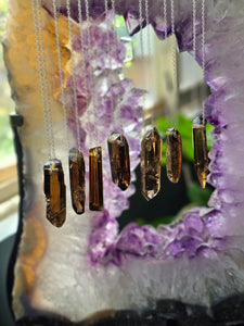 High Grade Congo African Smokey Citrine Crystal Point Necklaces