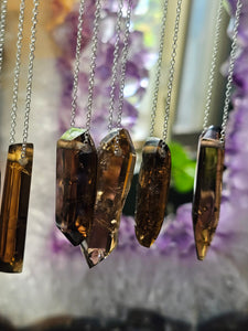 High Grade Congo African Smokey Citrine Crystal Point Necklaces