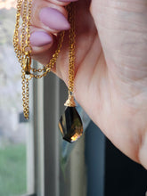 Load image into Gallery viewer, Dream Faceted &quot;Minecraft&quot;  Smokey Quartz Crystal Teardrop Necklaces
