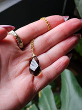Load image into Gallery viewer, Dream Faceted &quot;Minecraft&quot;  Smokey Quartz Crystal Teardrop Necklaces
