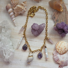 Load image into Gallery viewer, Ocean Goddess Chunky Gold Crystal Charm Necklace
