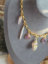 Load image into Gallery viewer, Ocean Goddess Chunky Gold Crystal Charm Necklace
