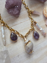 Load image into Gallery viewer, Ocean Goddess Chunky Gold Crystal Charm Necklace
