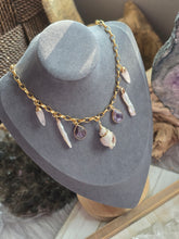 Load image into Gallery viewer, Ocean Goddess Chunky Gold Crystal Charm Necklace
