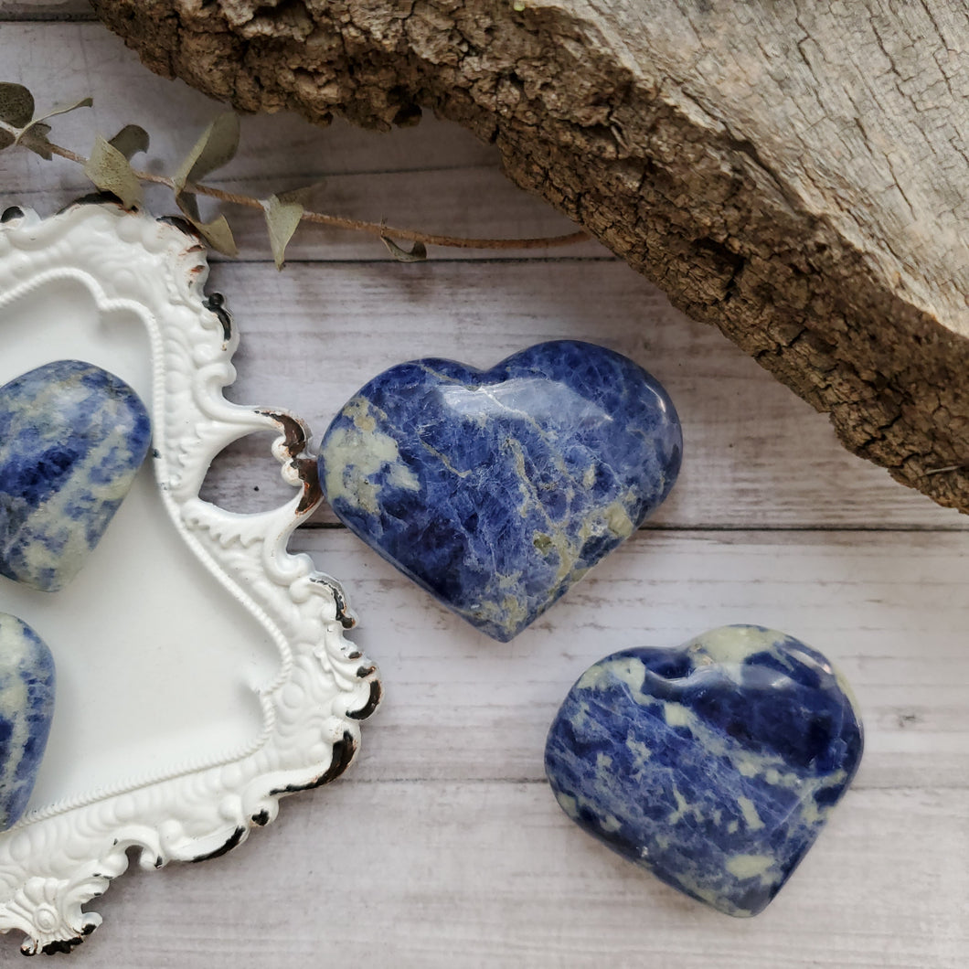 Natural Blue Sodalite Gemstone Hearts