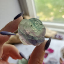 Load image into Gallery viewer, Rainbow Fluorite Carved Crystal Roses
