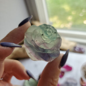 Rainbow Fluorite Carved Crystal Roses