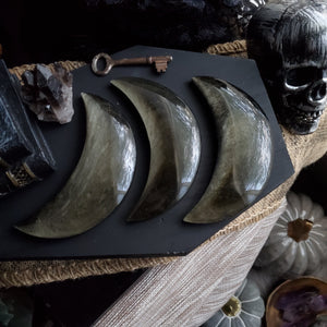Gold Sheen Obsidian Crescent Moons