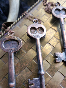 "Key to Happiness" Electroformed Skeleton Key Necklace