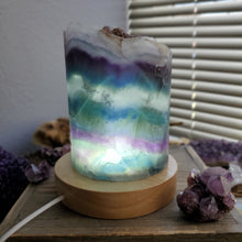 Load image into Gallery viewer, Raw Rainbow Fluorite Crystal USB Lamps
