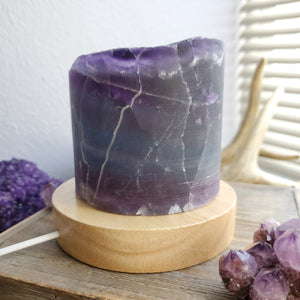 Raw Rainbow Fluorite Crystal USB Lamps
