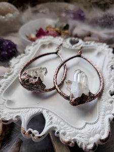 Electroformed Rustic Quartz Cluster Statement Earrings