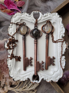 "Key to Happiness" Electroformed Skeleton Key Necklace
