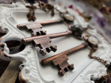 Load image into Gallery viewer, &quot;Key to Happiness&quot; Electroformed Skeleton Key Necklace
