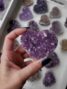 Natural Amethyst Crystal Hearts