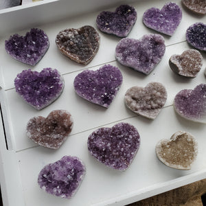 Natural Amethyst Crystal Hearts