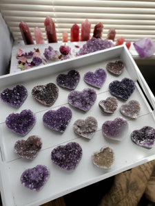 Natural Amethyst Crystal Hearts