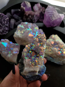 Raw Amethyst Aura Crystal Clusters