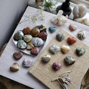 Natural Ocean Jasper Gemstone Pocket Hearts