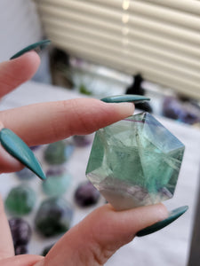 Natural Rainbow Fluorite Crystal Geometric Hexagons Sacred Geometry