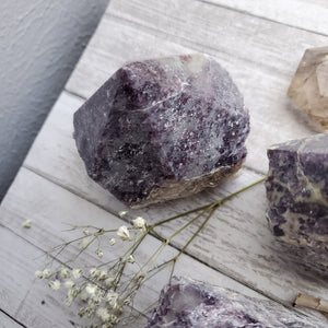 Natural Lepidolite Purple Gemstone Half Polished